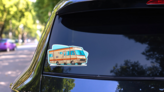 Classic RV Camper Sticker on a Rear Car Window (New) example