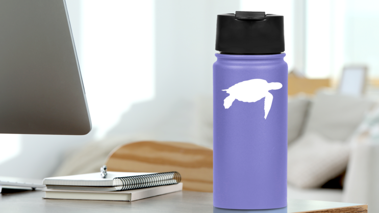 Classic Sea Turtle Shape Sticker on a Water Bottle (New) example