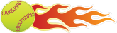 Classic Softball With Flames Sticker