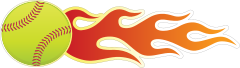 Classic Softball With Flames Sticker