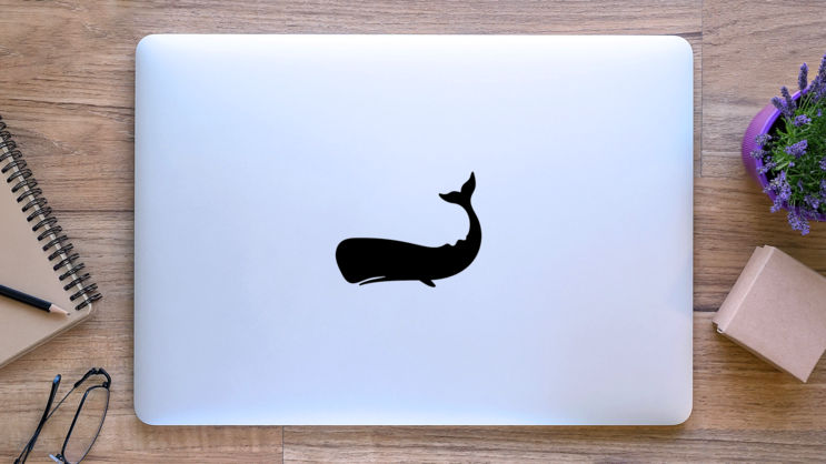 Classic Sperm Whale Sticker on a Laptop (New) example