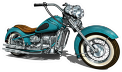Classic Vintage Motorcycle In Blue Sticker