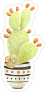 Classic Watercolor Cactus Plant Sticker