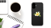 Classic Yellow Plumeria Flower Sticker on a Phone (New) example