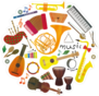 Classical Musical Instruments Circle Pattern Sticker