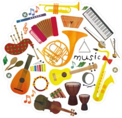 Classical Musical Instruments Circle Pattern Sticker