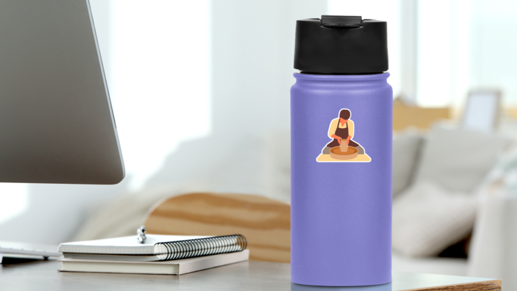 Clay Crafter Sticker on a Water Bottle (New) example