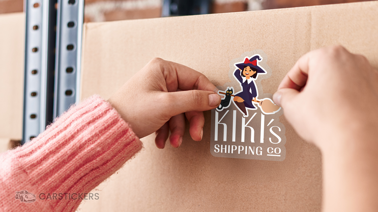 Clear Stickers Applied to Box