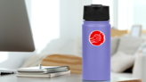 Clenched Fist Illustration On Red Brush Stroke Sticker on a Water Bottle (New) example