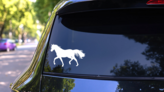 Clever Horse Sticker on a Rear Car Window (New) example