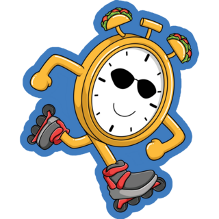 Clock Rollerblading Sticker