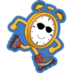 Clock Rollerblading Sticker