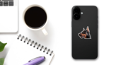 Close Doberman Head Sticker on a Phone (New) example