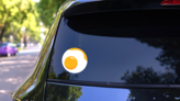 Close Up Egg Illustration Sticker on a Rear Car Window (New) example