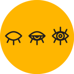 Closed And Open Eyes Creative Icons On Orange Sticker