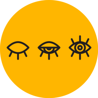 Closed And Open Eyes Creative Icons On Orange Sticker