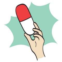 Closeup Hand Holding Capsule Overdose Concept Sticker