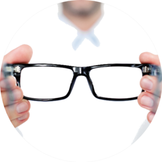 Closeup Of Optometrist Giving Glasses Sticker