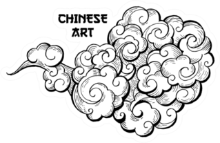 Clouds Hand Drawn Chinese Art Sticker