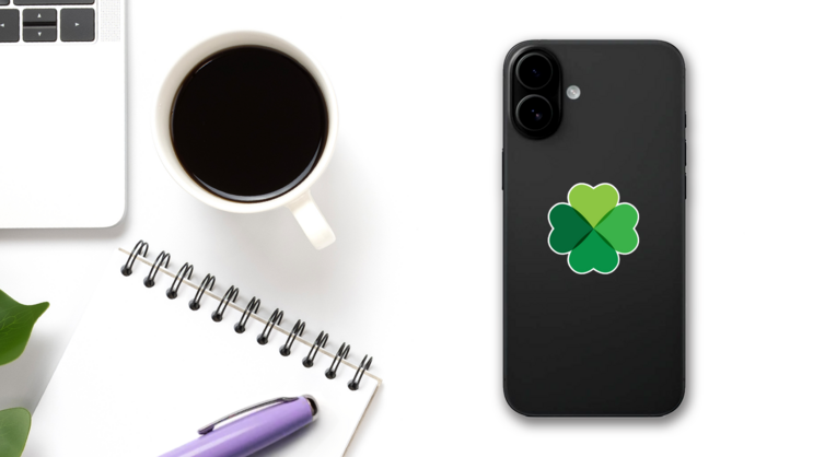 Clover Leaf Logo Icon Sticker on a Phone (New) example