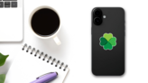 Clover Leaf Logo Icon Sticker on a Phone (New) example