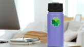 Clover Leaf Logo Icon Sticker on a Water Bottle (New) example