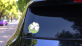 Clover Leaf Traditional Doodle Sticker on a Rear Car Window (New) example