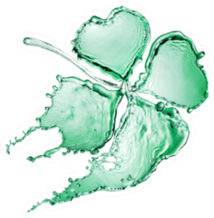 Clover With Four Leaves Made Of Water Splash Sticker