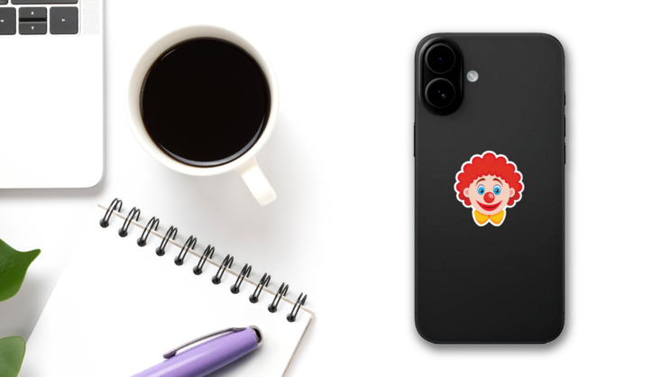 Clown Face Circuc With A Red Nose Sticker on a Phone (New) example