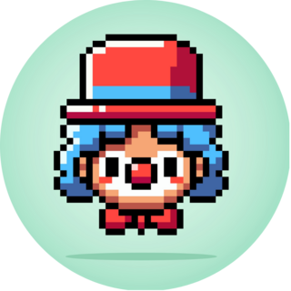 Clown Head In 8 Bit Sticker
