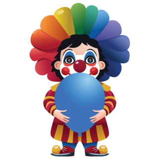 Clown Hugging Balloon Sticker
