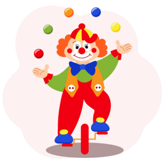 Clown Juggler With Unicycle Sticker