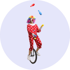 Clown On A Unicycle Juggling Sticker