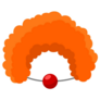 Clown Orange Curly Wig Sticker
