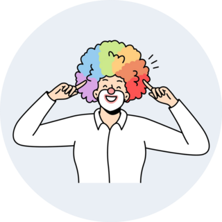 Clown Pointing To Rainbow Afro Sticker