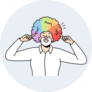 Clown Pointing To Rainbow Afro Sticker