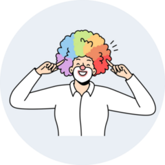 Clown Pointing To Rainbow Afro Sticker