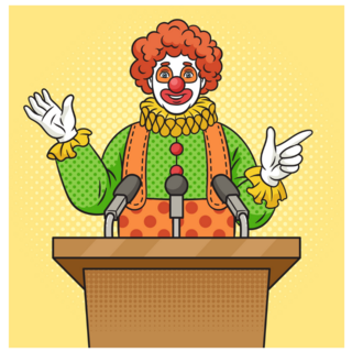 Clown Speaking From Podium Sticker