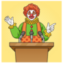 Clown Speaking From Podium Sticker