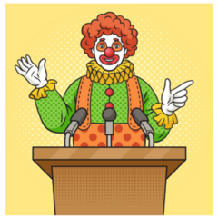 Clown Speaking From Podium Sticker