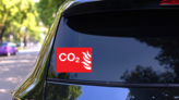 Co2 Sign Sticker on a Rear Car Window (New) example