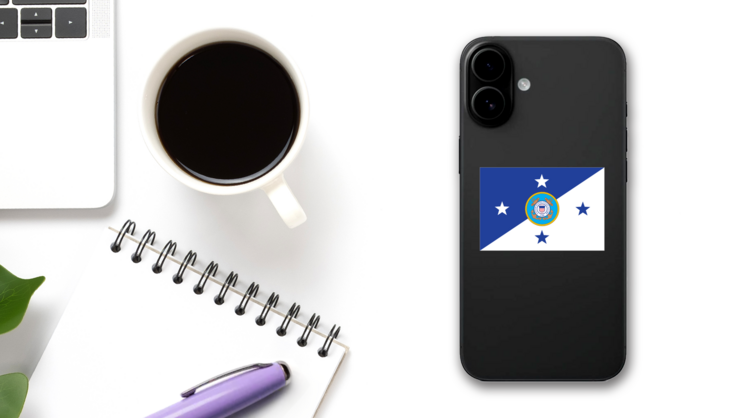 Coast Guard Commandant Flag Sticker on a Phone (New) example