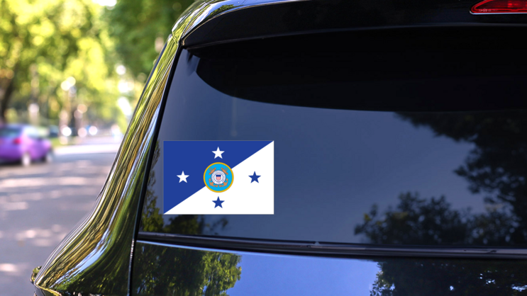 Coast Guard Commandant Flag Sticker on a Rear Car Window (New) example