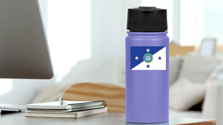 Coast Guard Commandant Flag Sticker on a Water Bottle (New) example