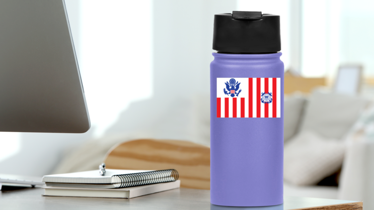 Coast Guard Ensign Sticker on a Water Bottle (New) example