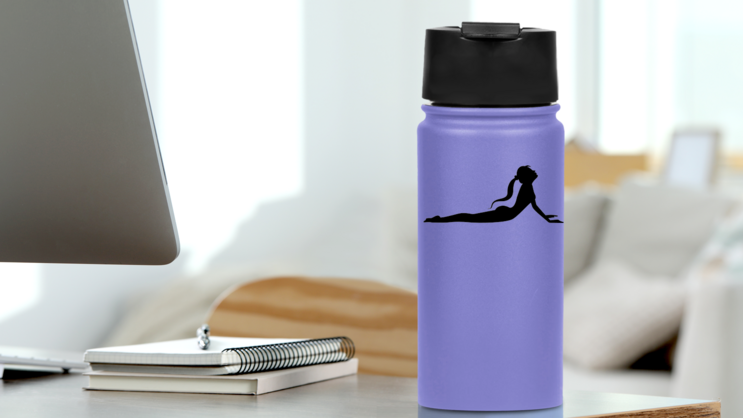 Cobra Yoga Pose Sticker on a Water Bottle (New) example