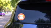 Cockatoo Parrot On Peach Sticker on a Rear Car Window (New) example