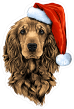 Cocker Spaniel in Santa Hat Sticker