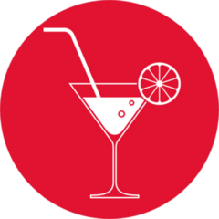 Cocktail Glass On Red Sticker