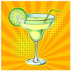 Cocktail Margarita Orange Pop Art Hand Drawn Sticker